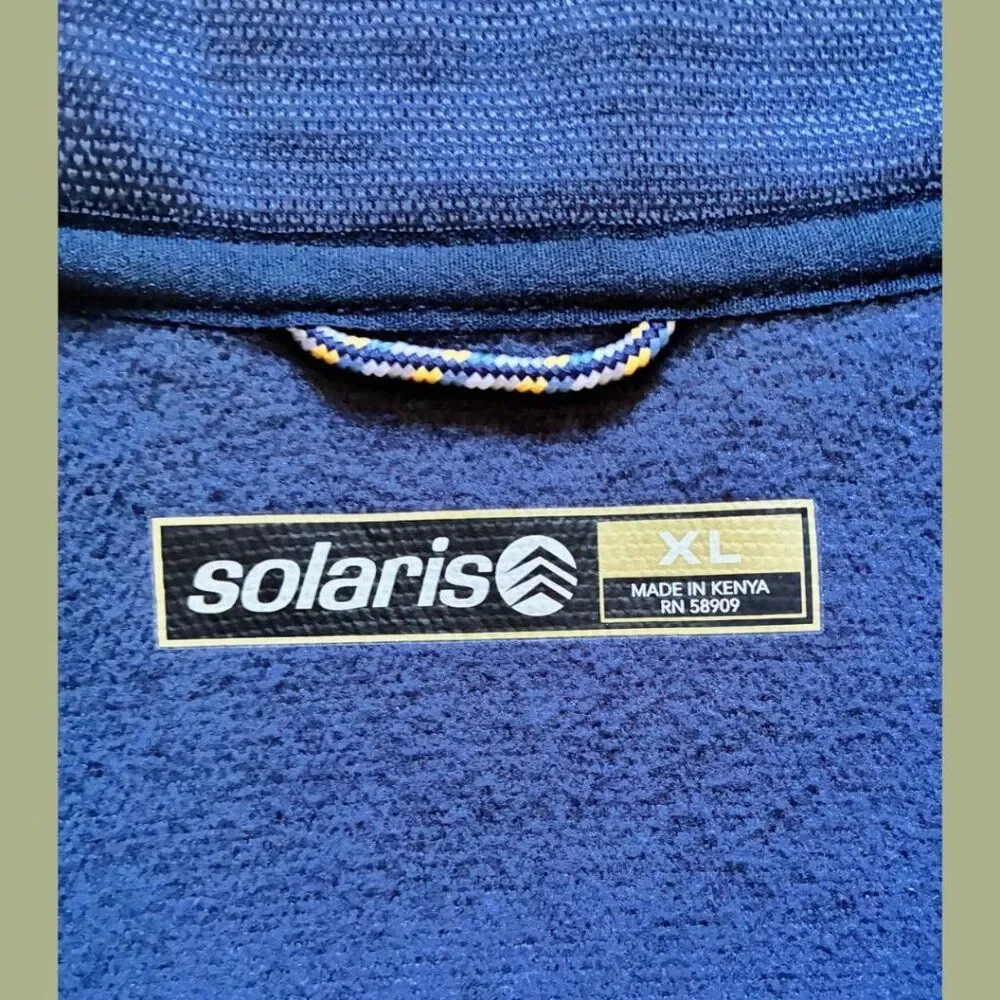 NWOT Solaris Navy/Blue Heather Men's Mock Collar Pullover w/zipper XL
